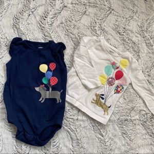 CARTERS - Dog & Balloons Shirt and Onesie - 12mo